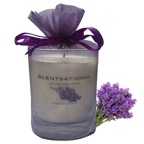 Image of Scented Soy Candles LAVENDER CREAM (11 oz) eliminates smoke, household and pet odors.