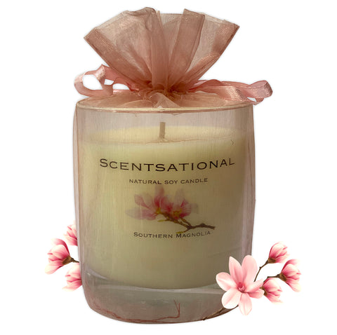 Image of Scented Soy Candles SOUTHERN MAGNOLIA (11 oz) eliminates smoke, household and pet odors. - Cigar boulevard
